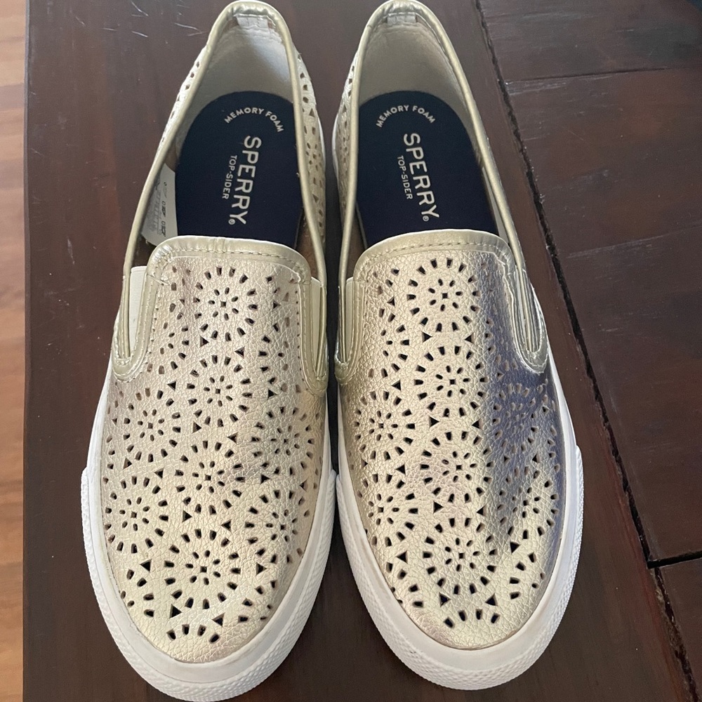Like New Gold Sperry size 7